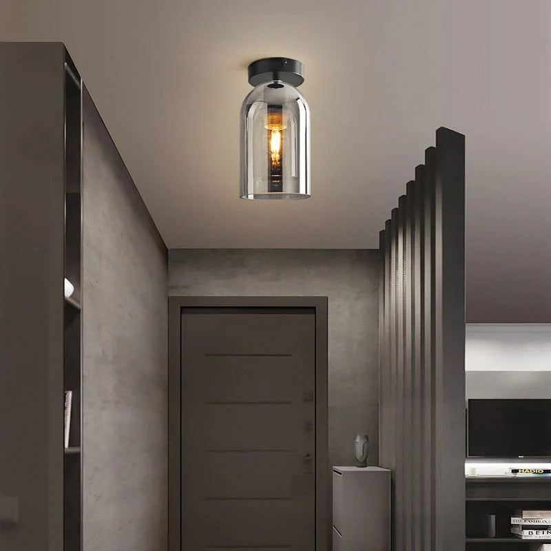 Minimalist Semi-Flush Mount Cylindrical Dome Light