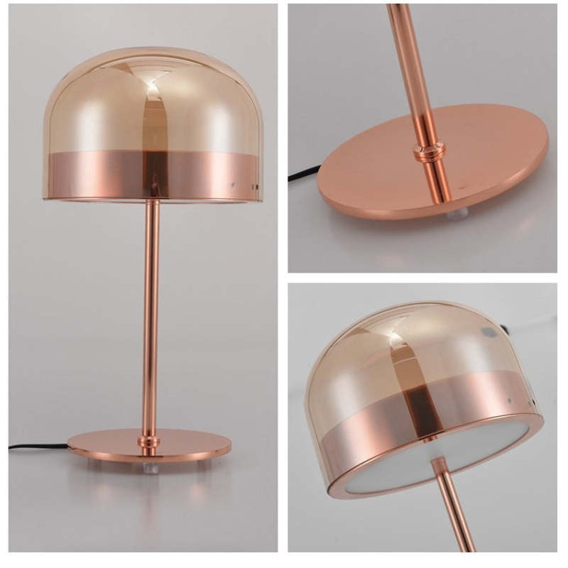 Minimalist Mushroom Table Lamp - Glass & Metal