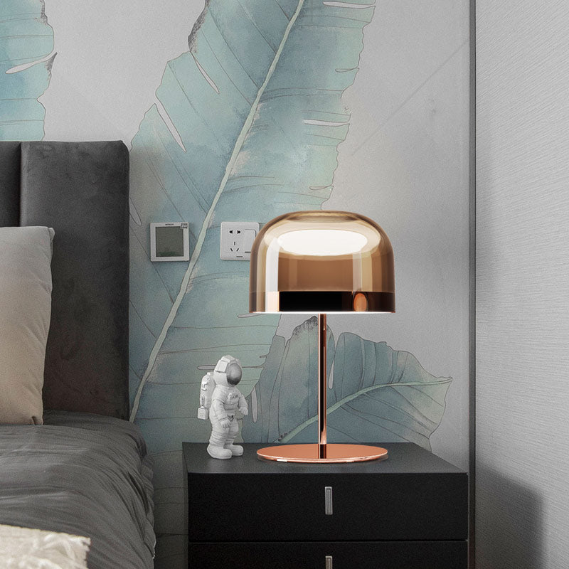 Minimalist Mushroom Table Lamp - Glass & Metal