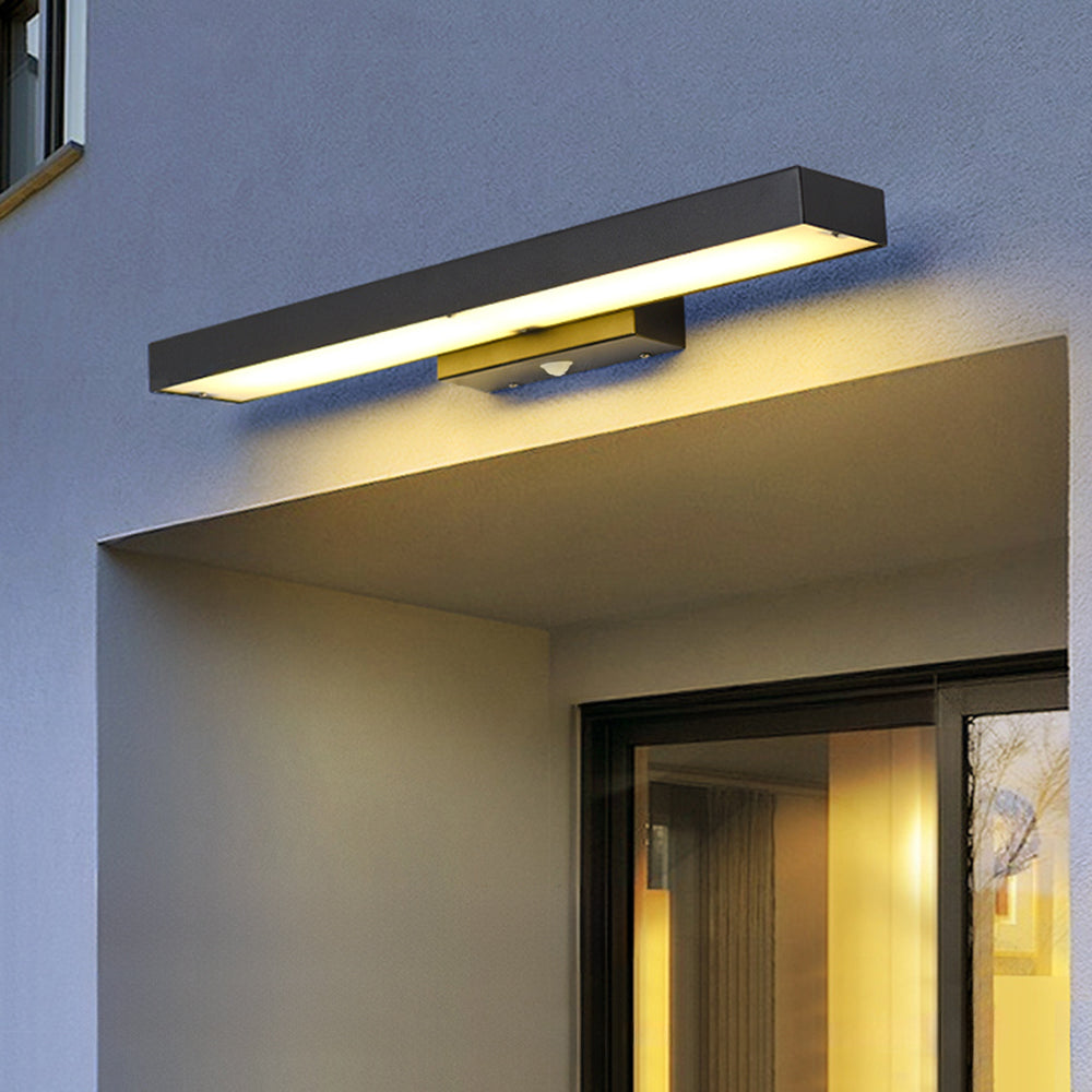 Minimalist Outdoor Wall Sconce – Black, Sensor or Steady, Multiple Sizes