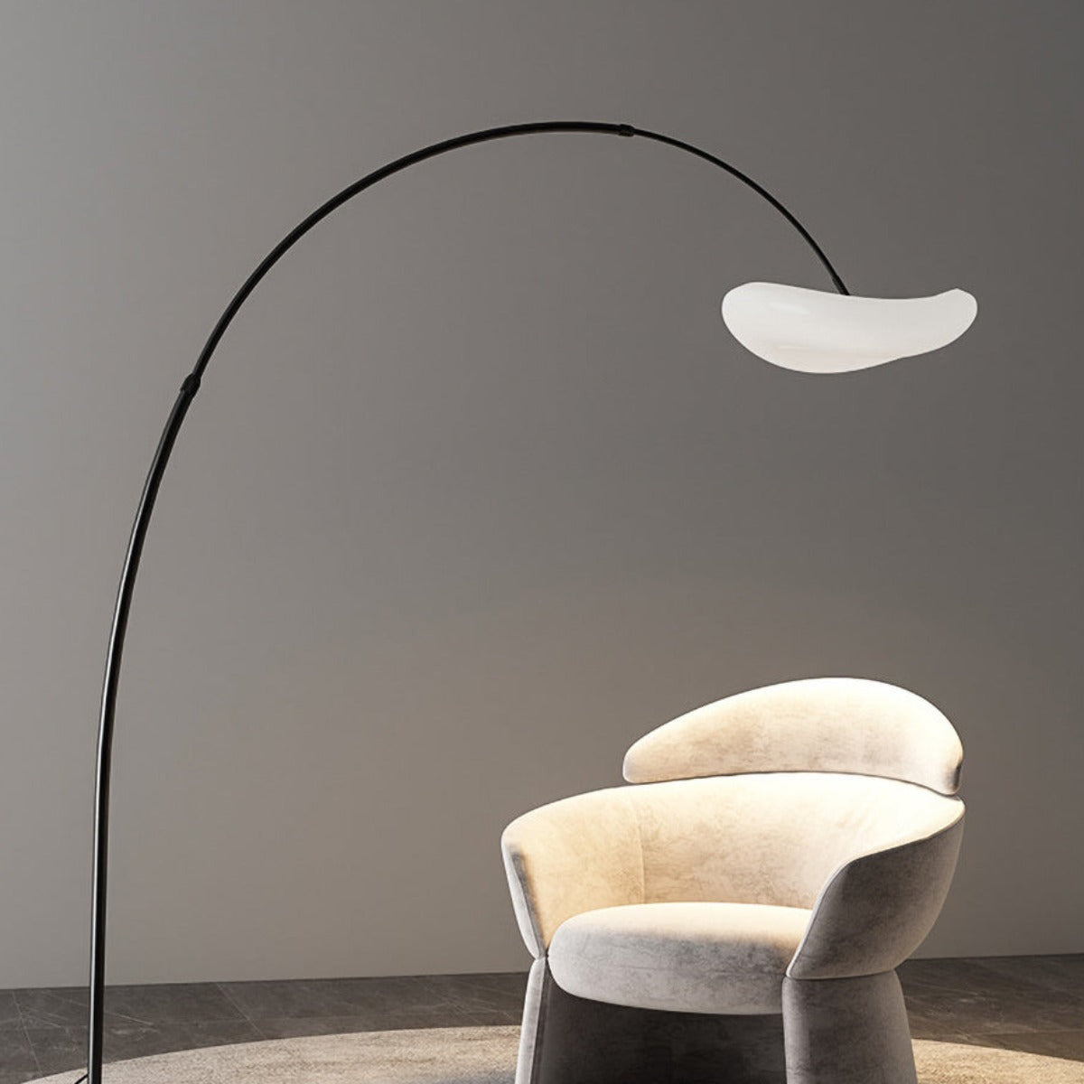 Modern Arched Floor Lamp – Sleek Black & White Design