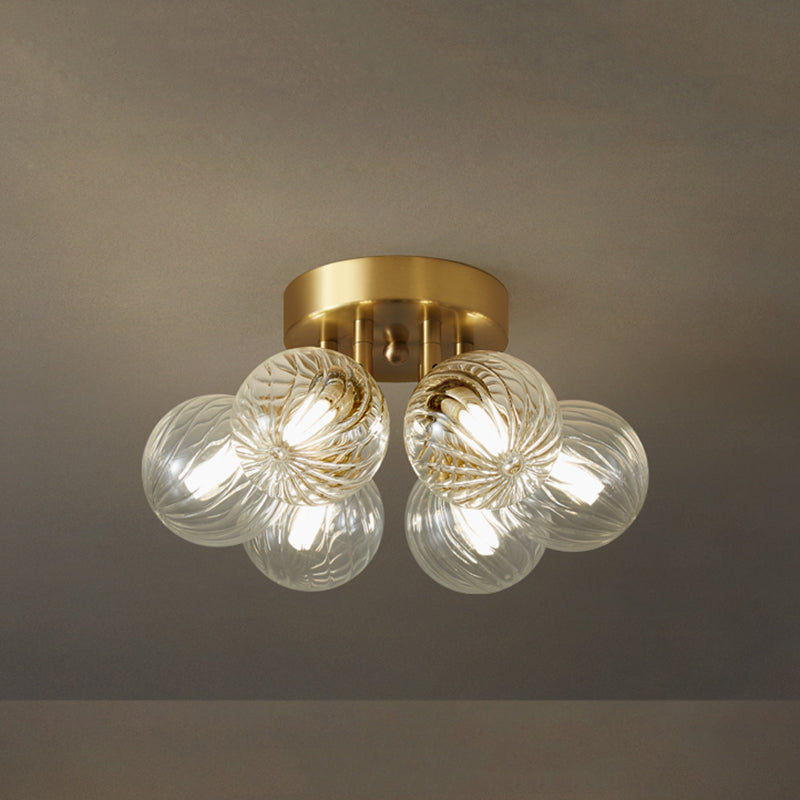 Modern Brass & Glass Bubble Ceiling Light