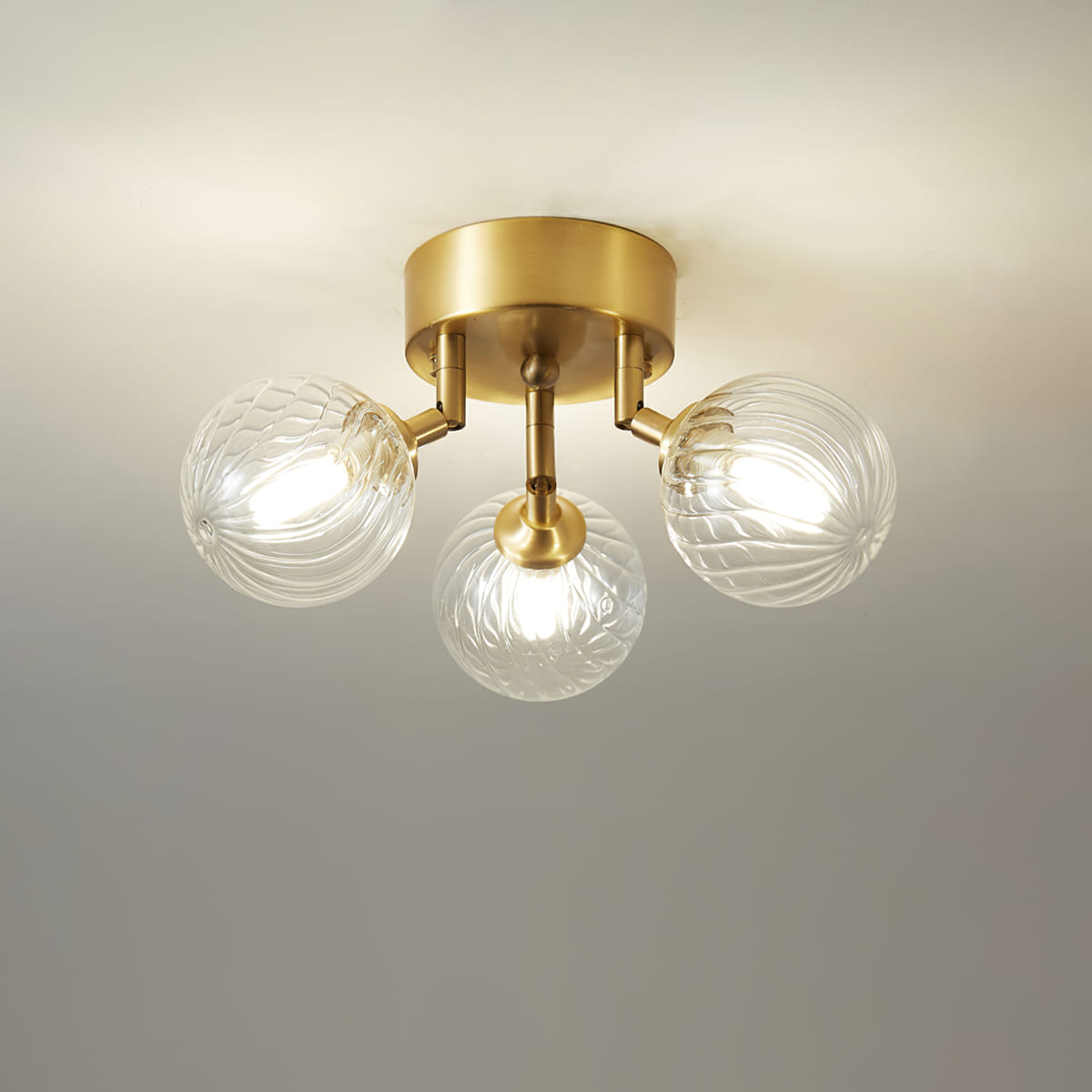 Modern Brass & Glass Bubble Ceiling Light