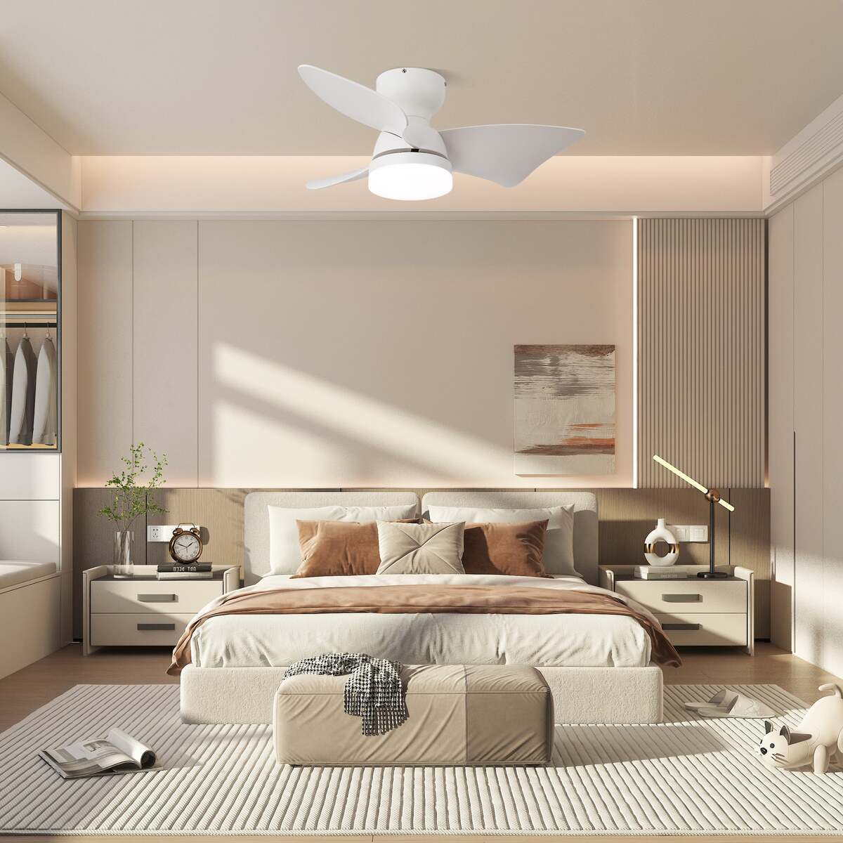 Modern Ceiling Fan Light - Metal Base & ABS Blades