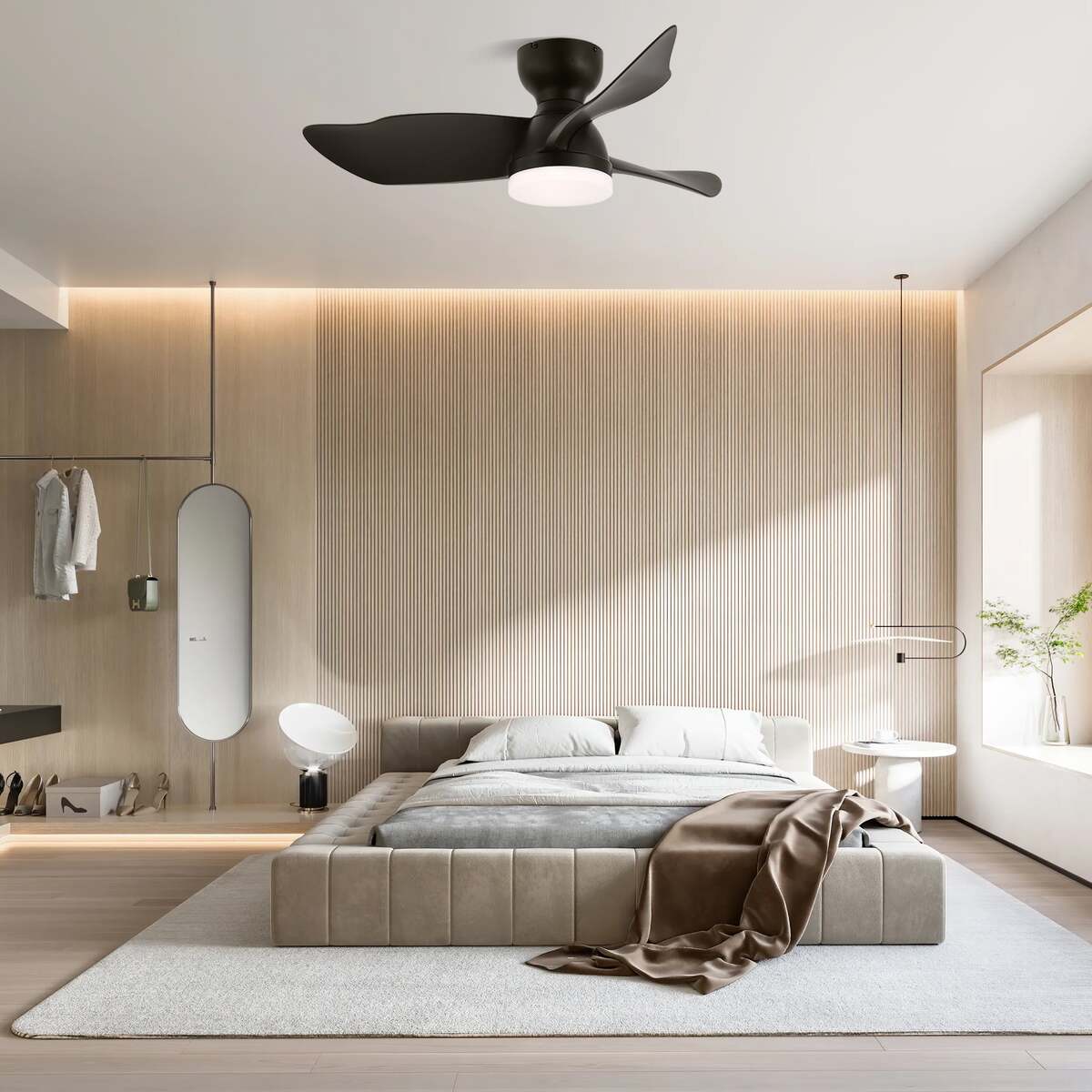 Modern Ceiling Fan Light - Metal Base & ABS Blades