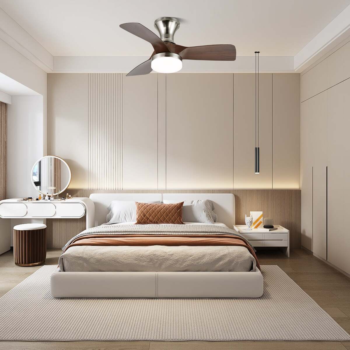 Modern Ceiling Fan Light - Metal Base & ABS Blades