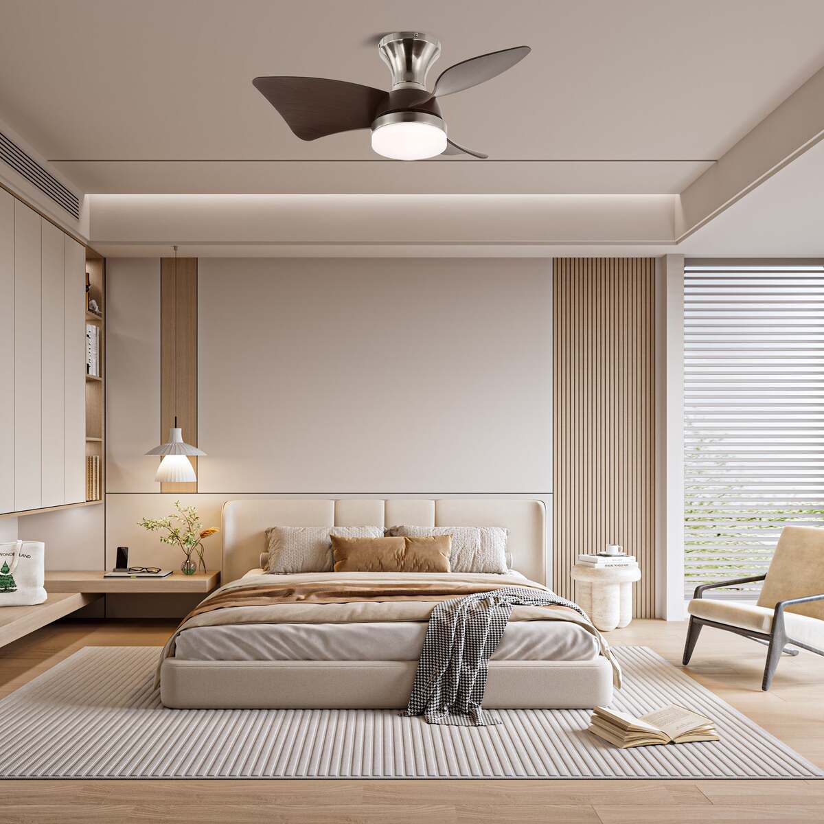 Modern Ceiling Fan Light - Metal Base & ABS Blades