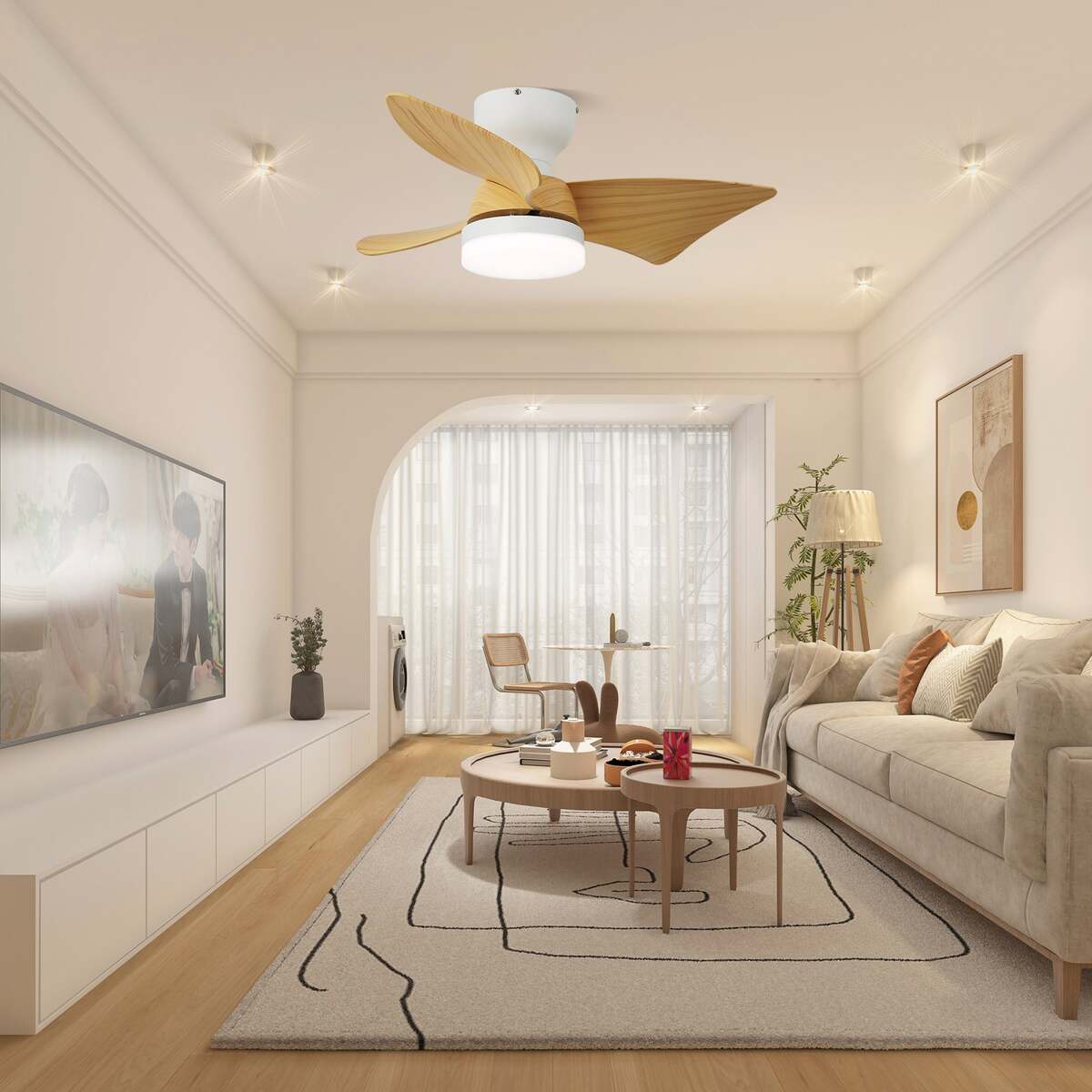 Modern Ceiling Fan Light - Metal Base & ABS Blades