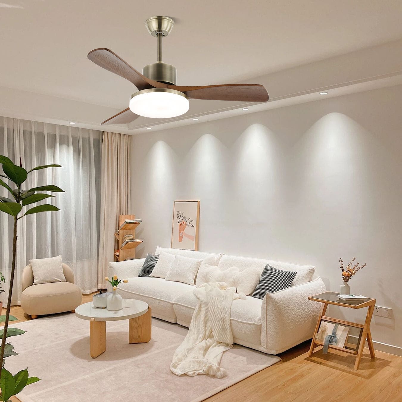 Modern Wooden Ceiling Fan Light with Remote