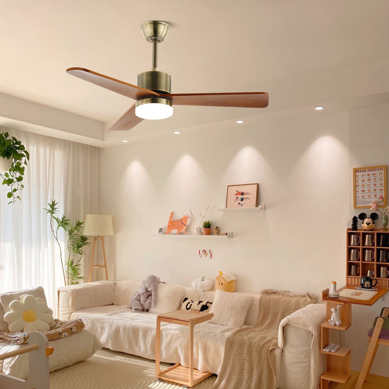 Modern Wooden Ceiling Fan Light with Remote