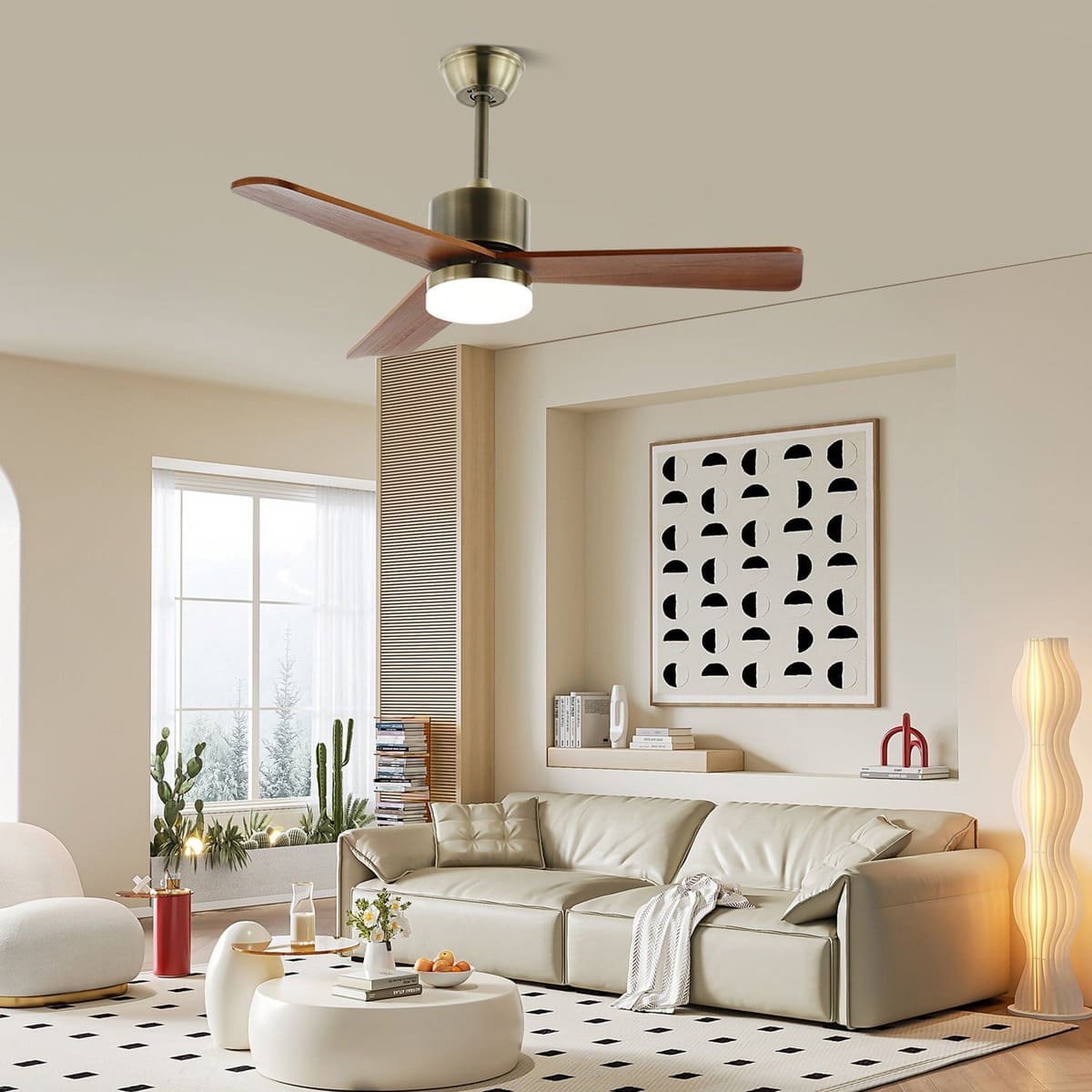 Modern Wooden Ceiling Fan Light with Remote