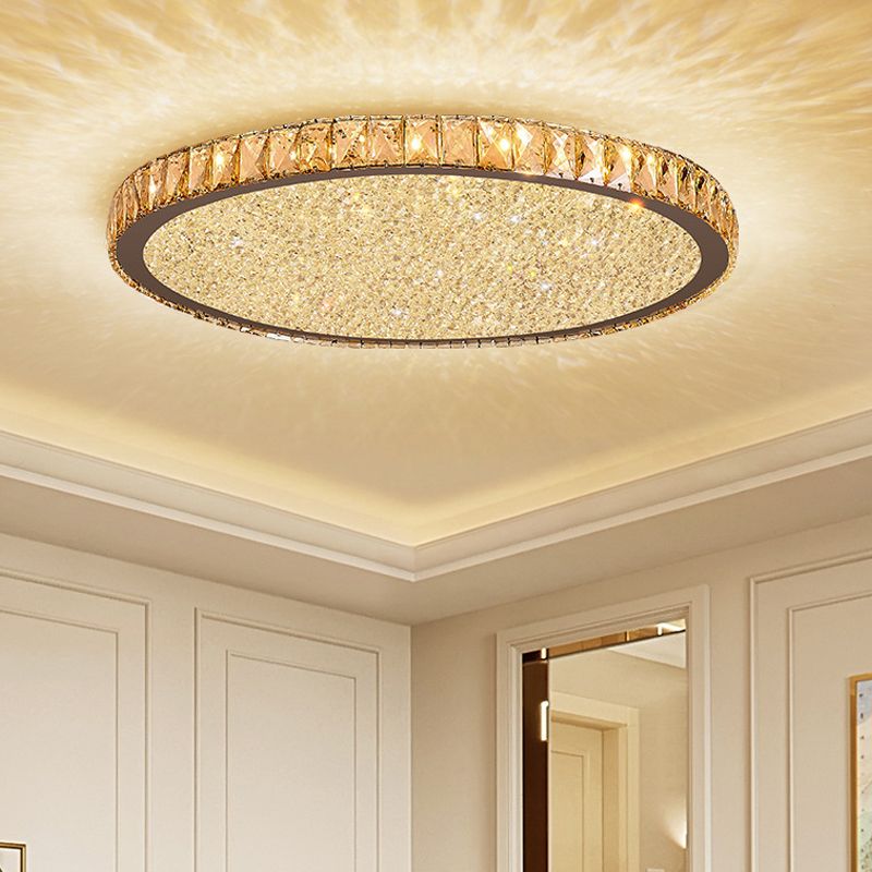 Modern Crystal LED Ceiling Light – Luxurious Round Flush Mount