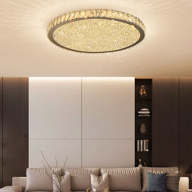 Modern Crystal LED Ceiling Light – Luxurious Round Flush Mount