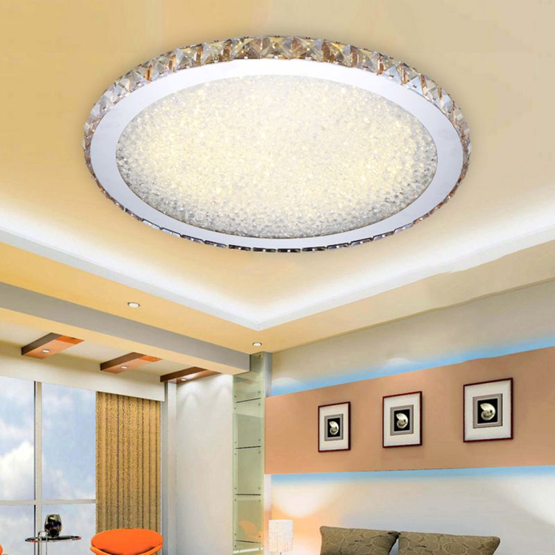 Modern Crystal LED Ceiling Light – Luxurious Round Flush Mount