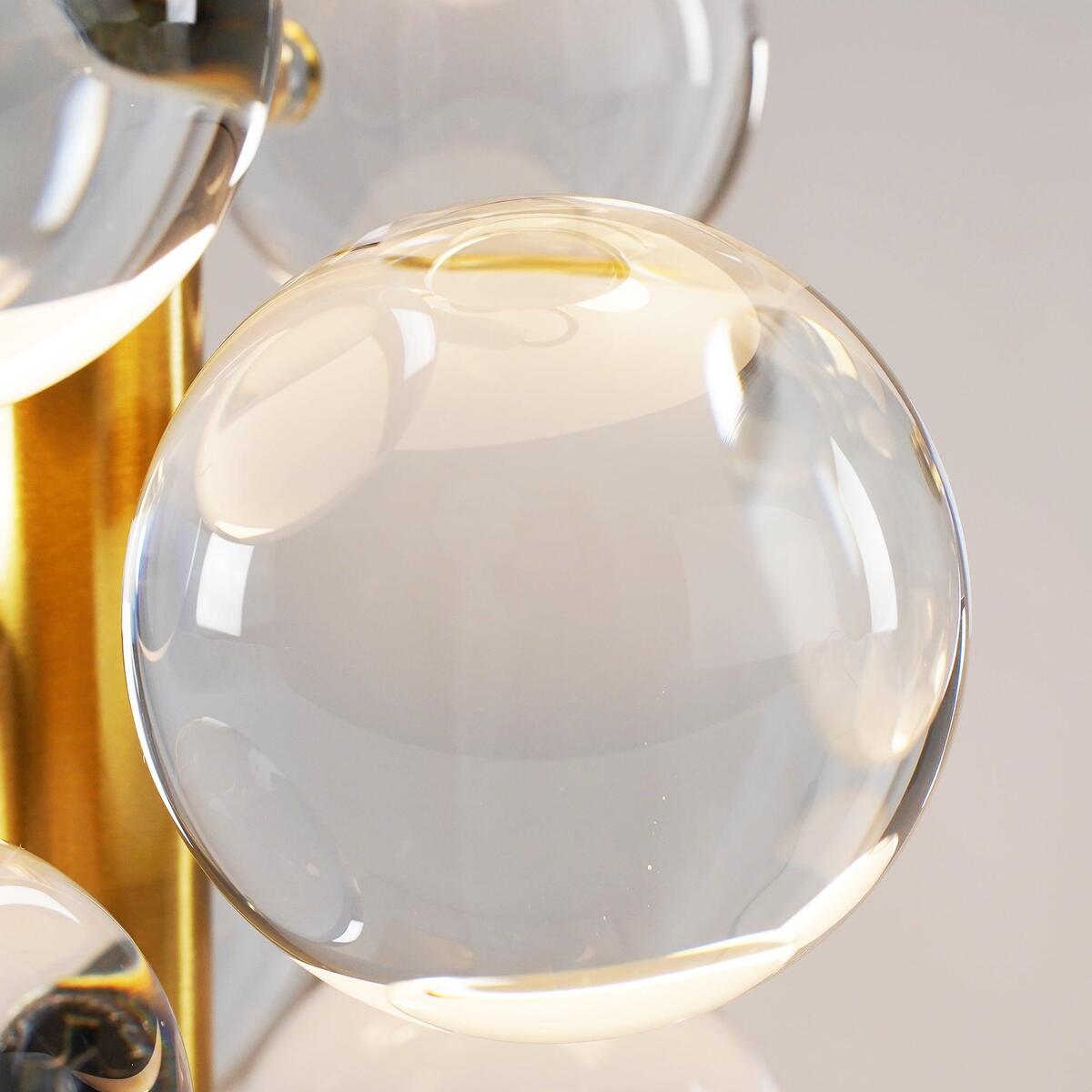 Modern Crystal Table Lamp – Brass Dome & Glass Orbs