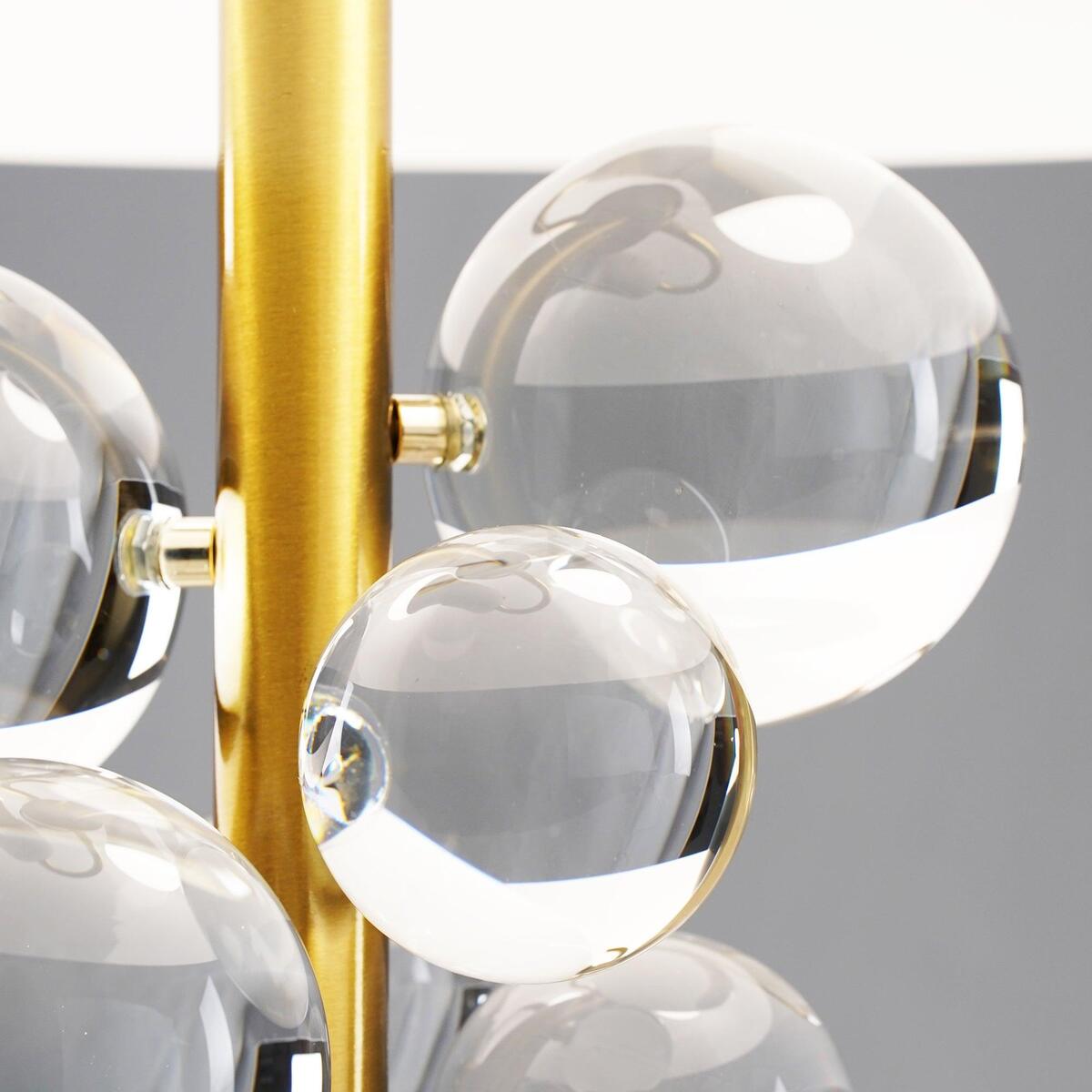 Modern Crystal Table Lamp – Brass Dome & Glass Orbs