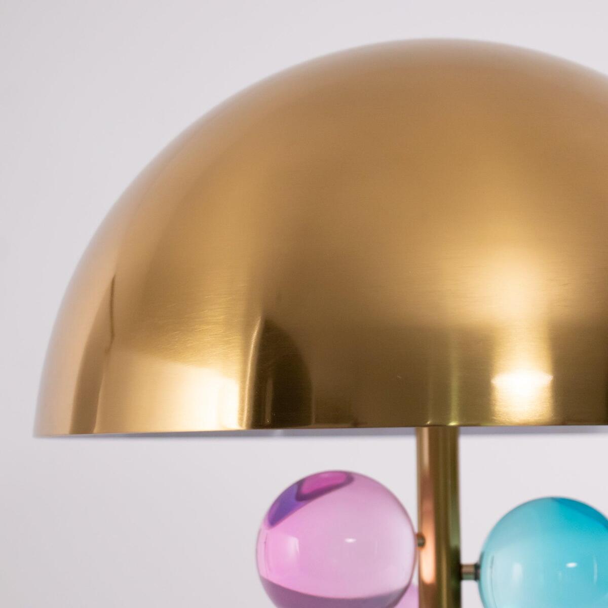 Modern Crystal Table Lamp – Brass Dome & Glass Orbs