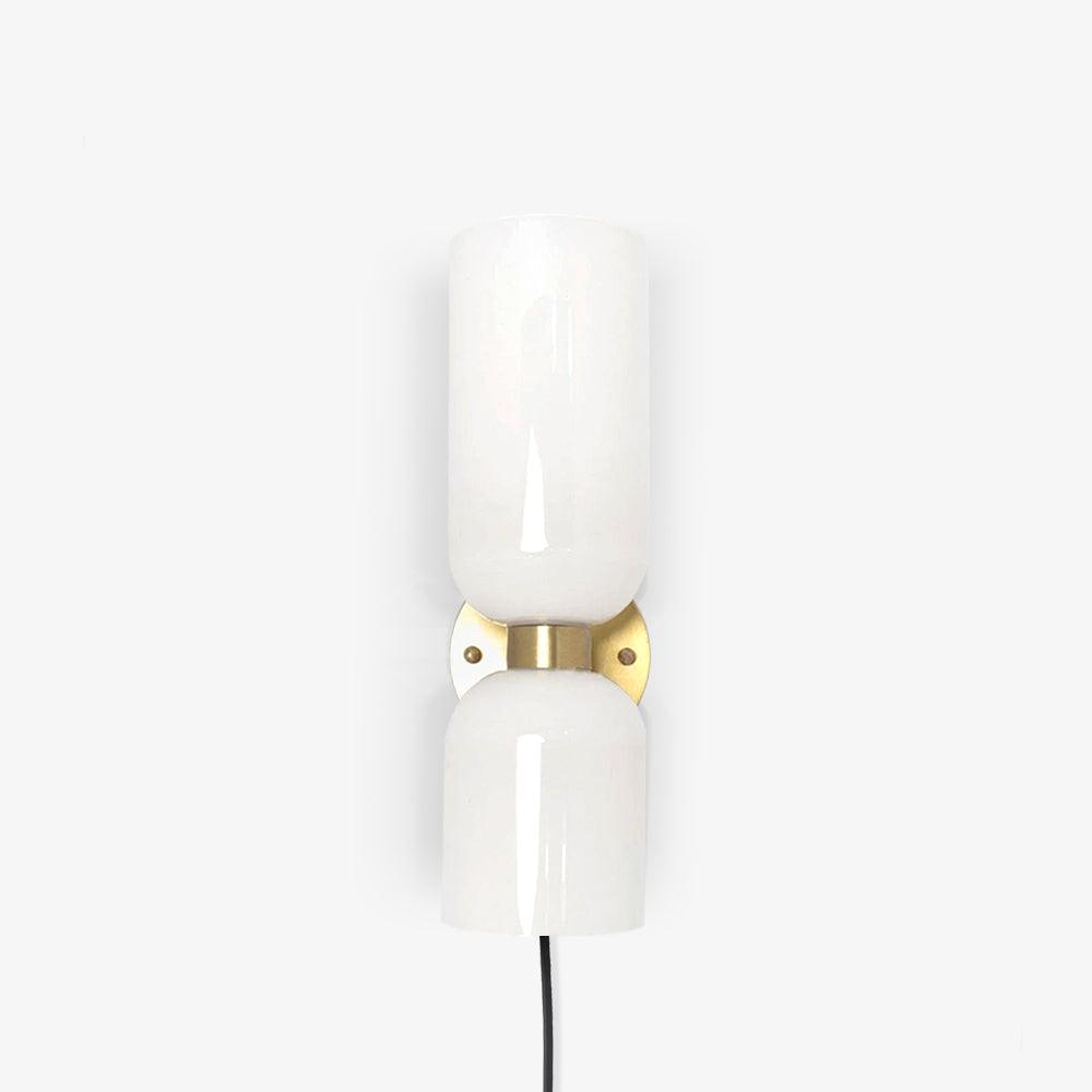 Modern Glass Plug-In Wall Lamp – Double Cylinder Design