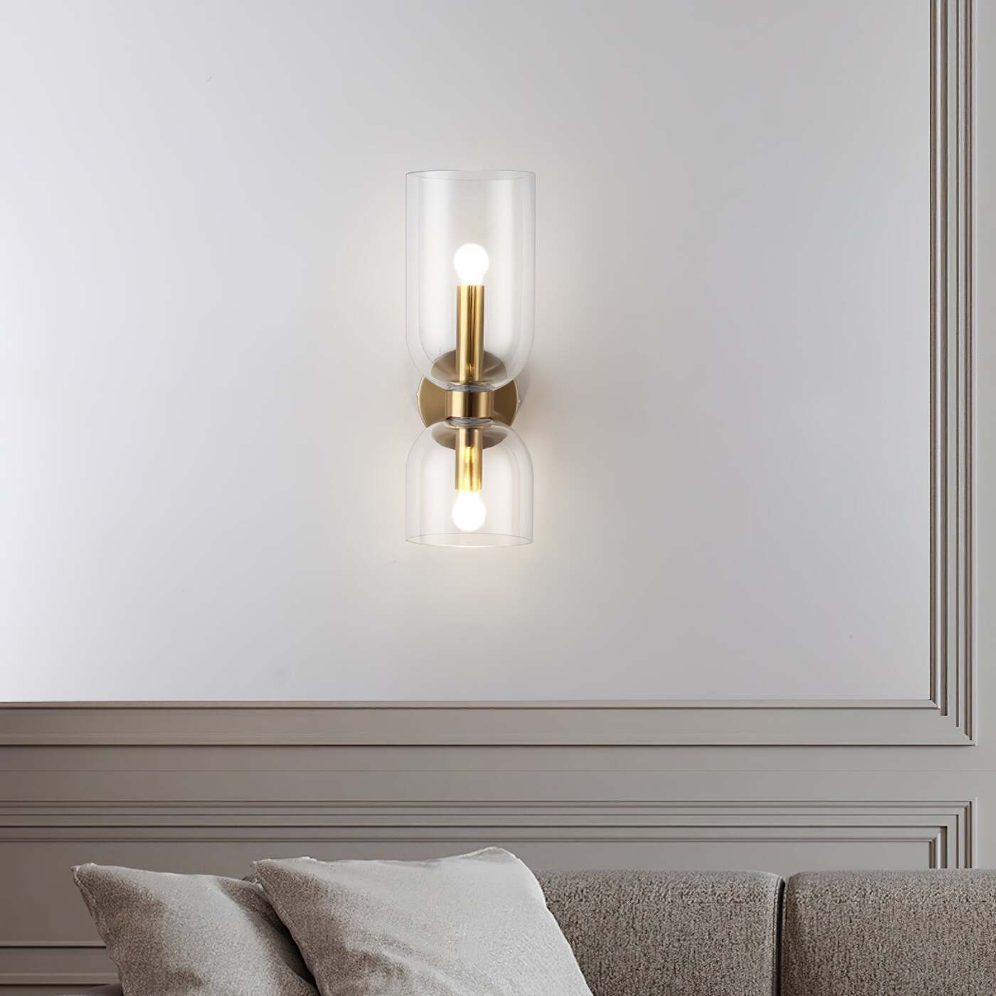 Modern Glass Plug-In Wall Lamp – Double Cylinder Design