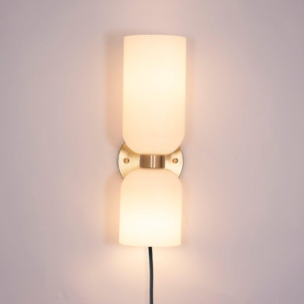 Modern Glass Plug-In Wall Lamp – Double Cylinder Design