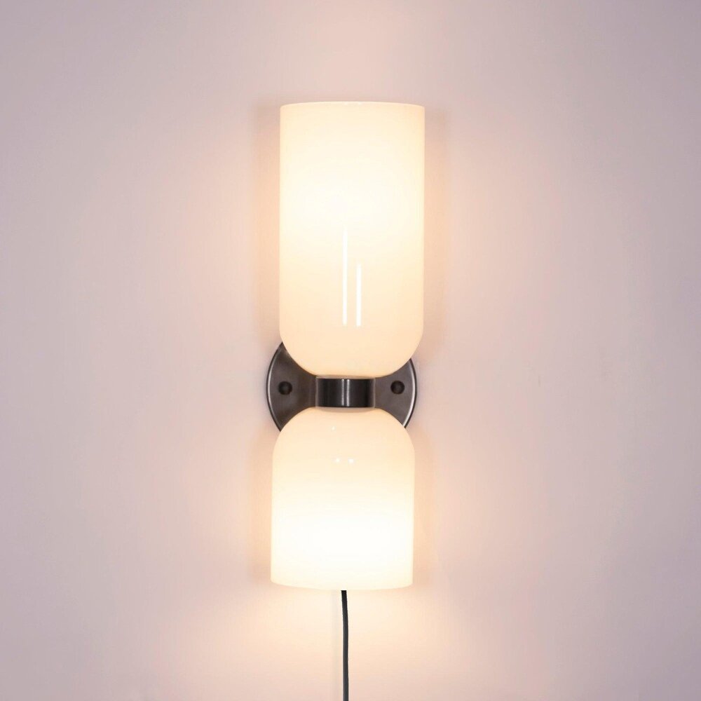 Modern Glass Plug-In Wall Lamp – Double Cylinder Design