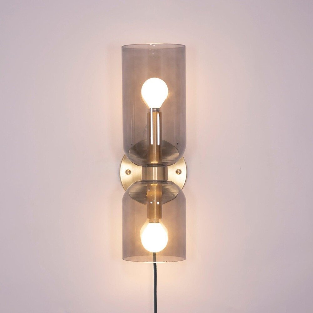 Modern Glass Plug-In Wall Lamp – Double Cylinder Design