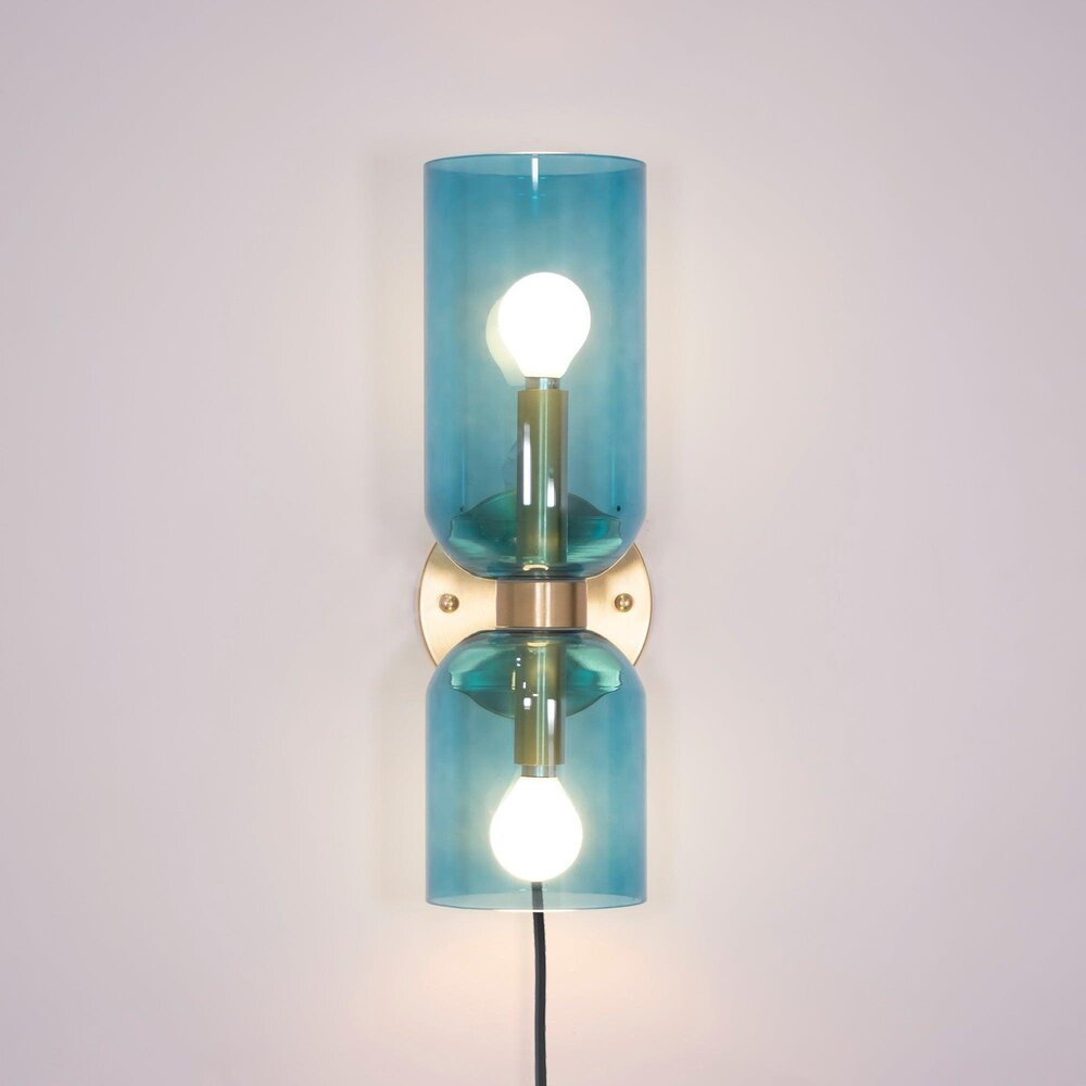 Modern Glass Plug-In Wall Lamp – Double Cylinder Design