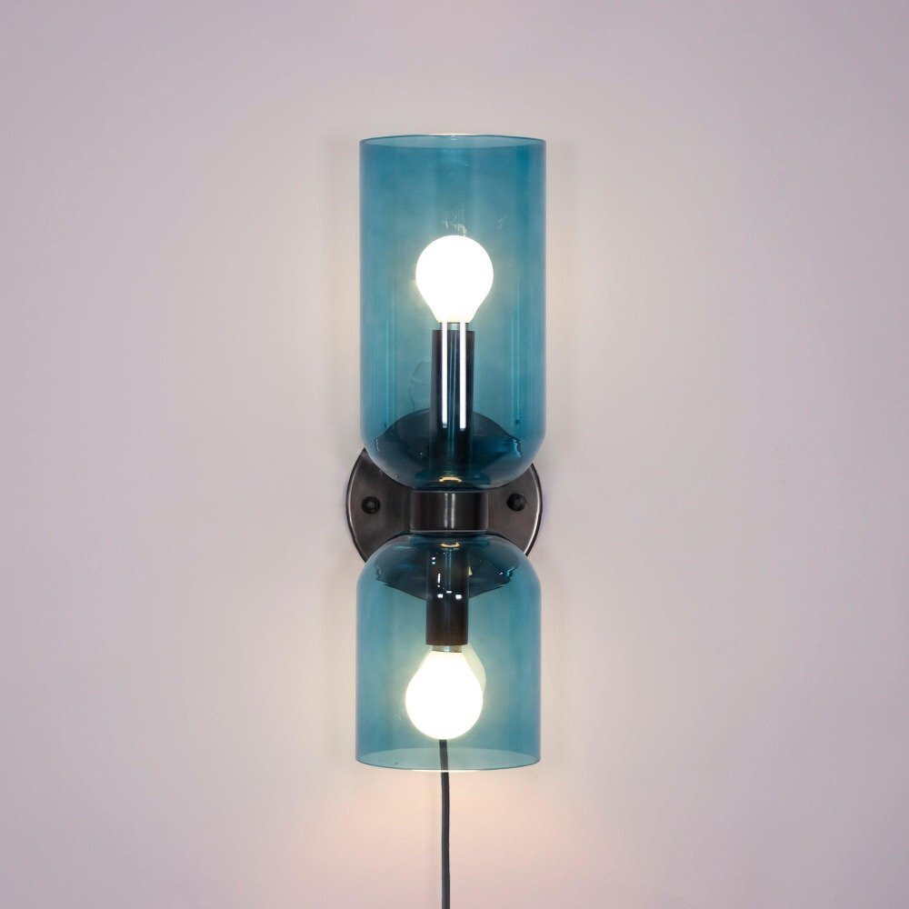 Modern Glass Plug-In Wall Lamp – Double Cylinder Design