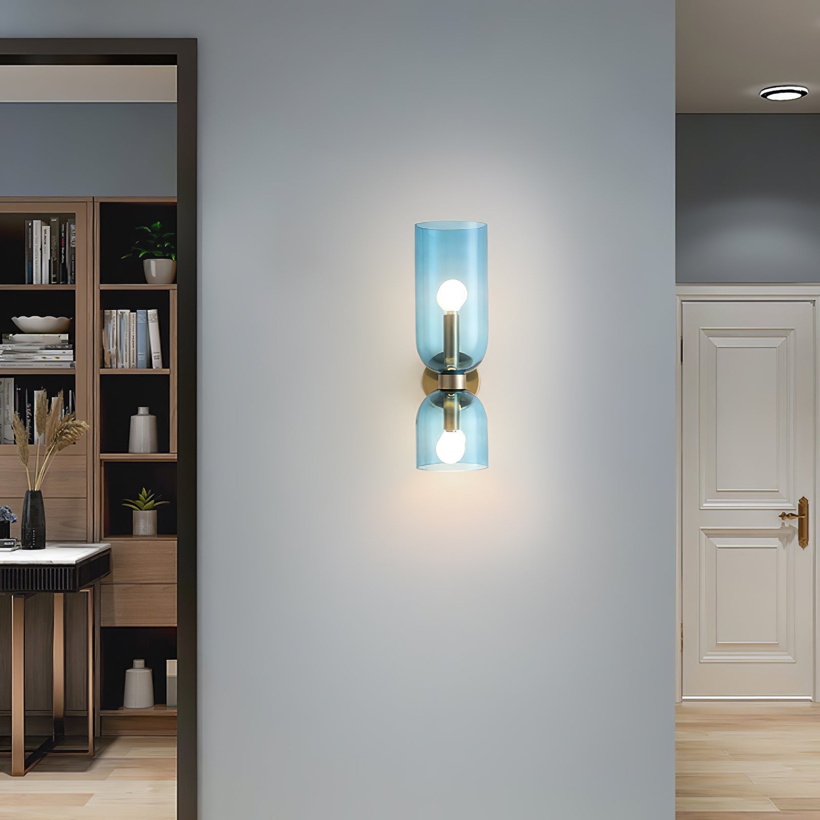 Modern Glass Plug-In Wall Lamp – Double Cylinder Design