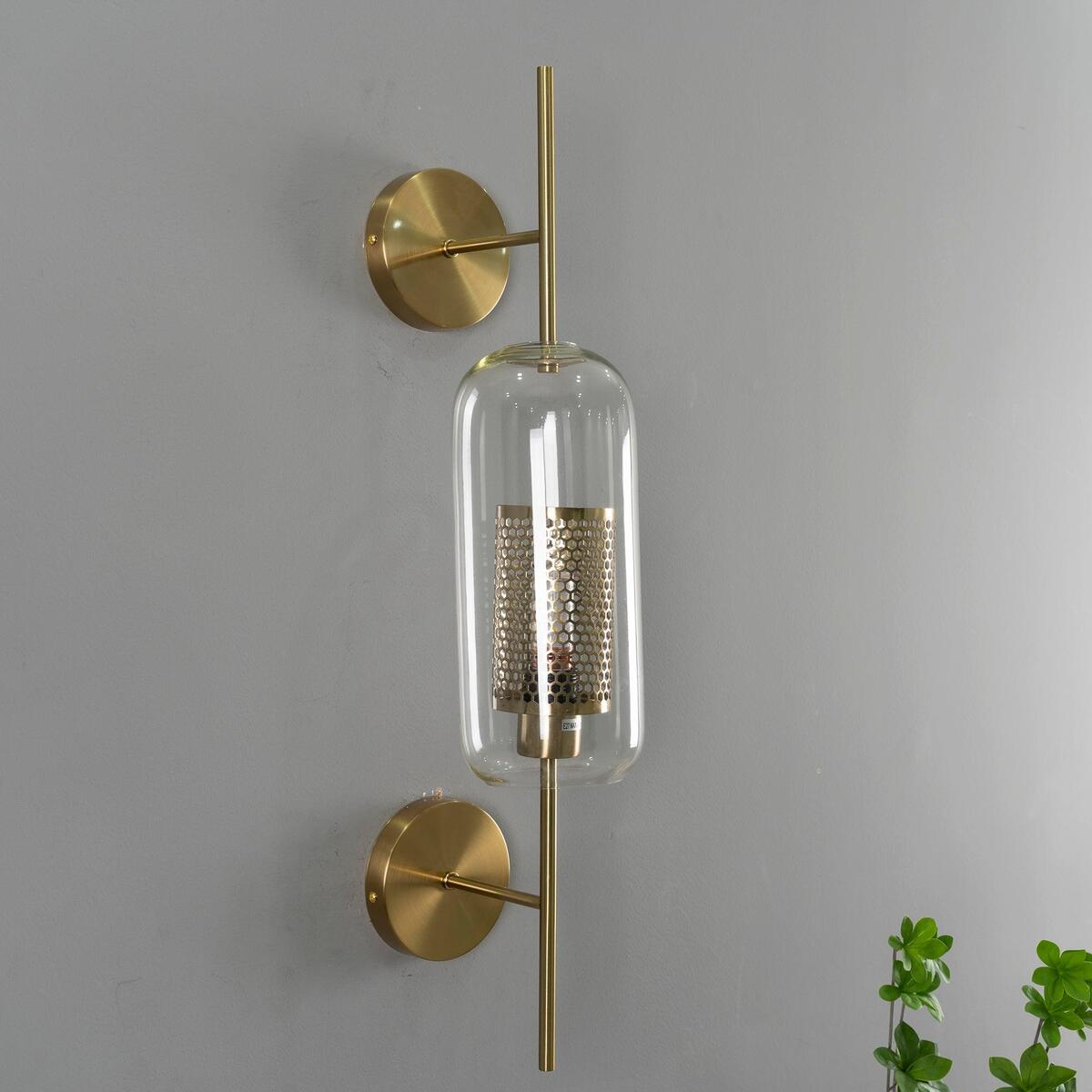 Modern Glass Wall Light - Cylindrical & Spherical Design