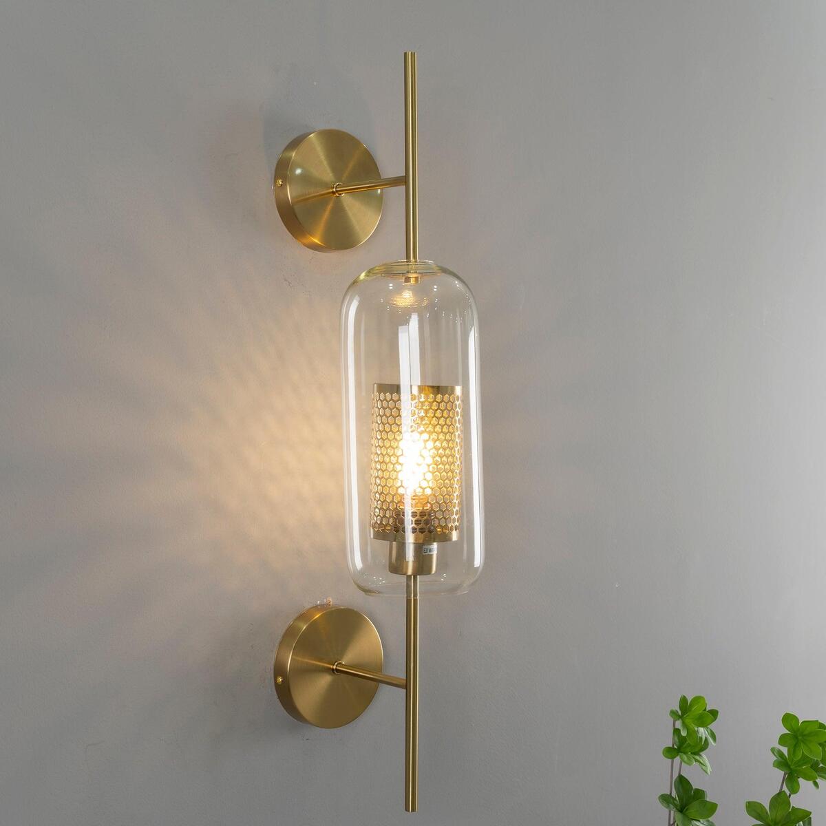 Modern Glass Wall Light - Cylindrical & Spherical Design