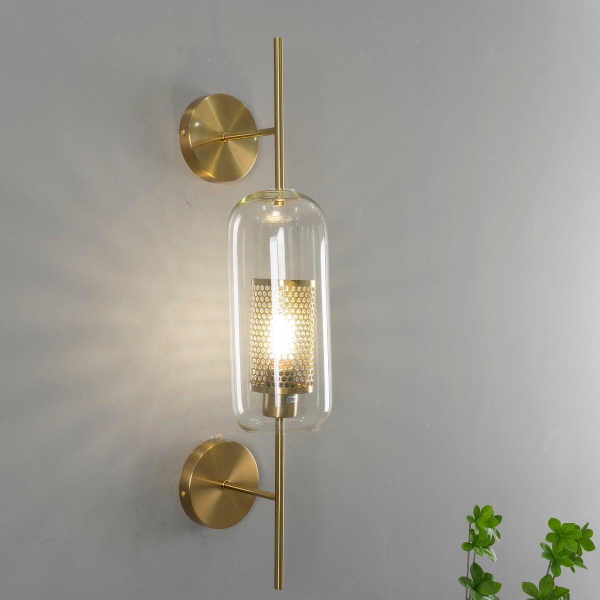 Modern Glass Wall Light - Cylindrical & Spherical Design