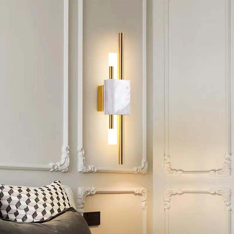 Modern Marble & Brass Wall Light - Minimalist Design