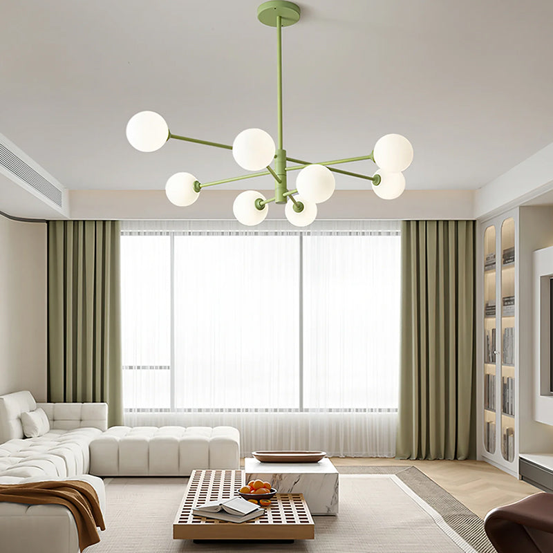 Modern Staggered Green Chandelier Design