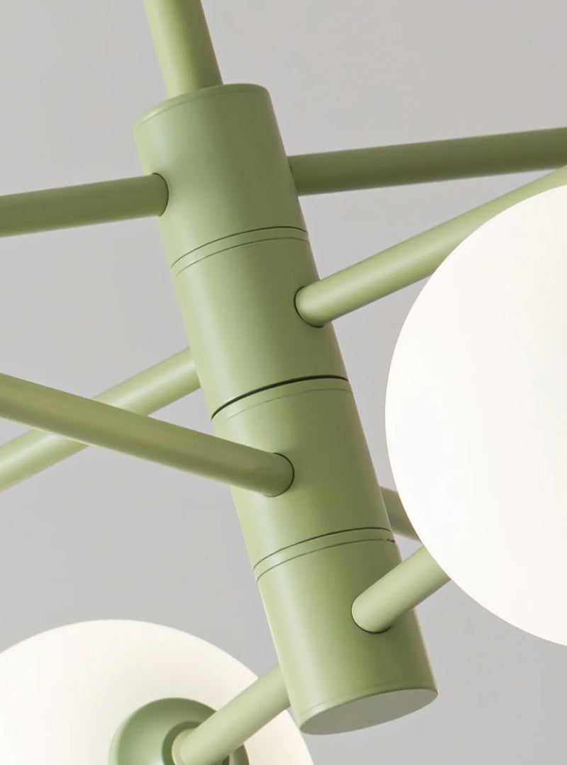 Modern Staggered Green Chandelier Design