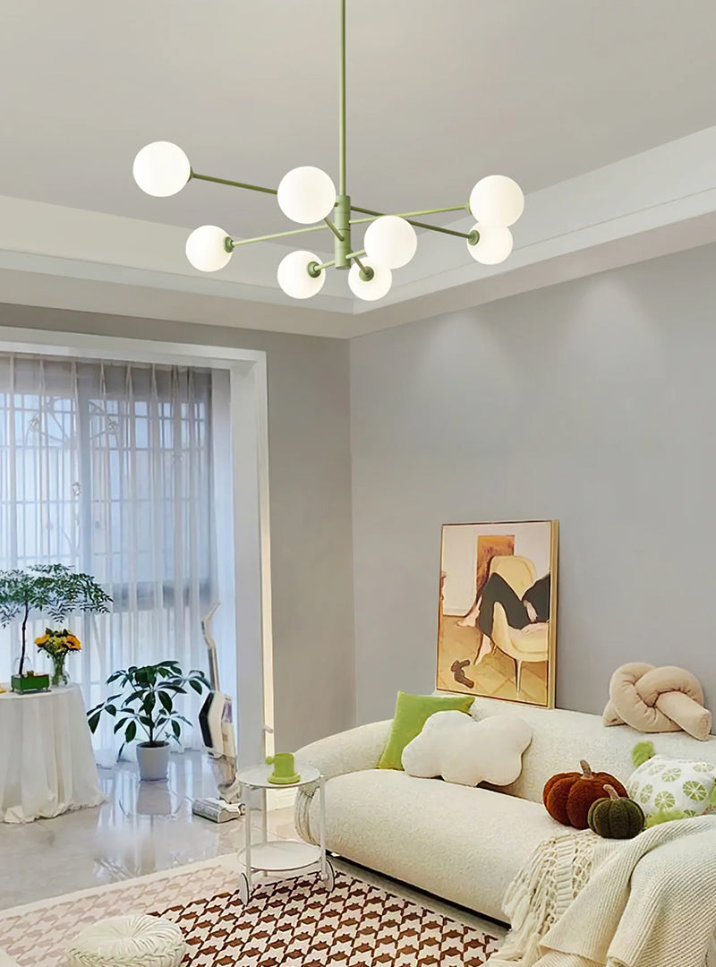 Modern Staggered Green Chandelier Design