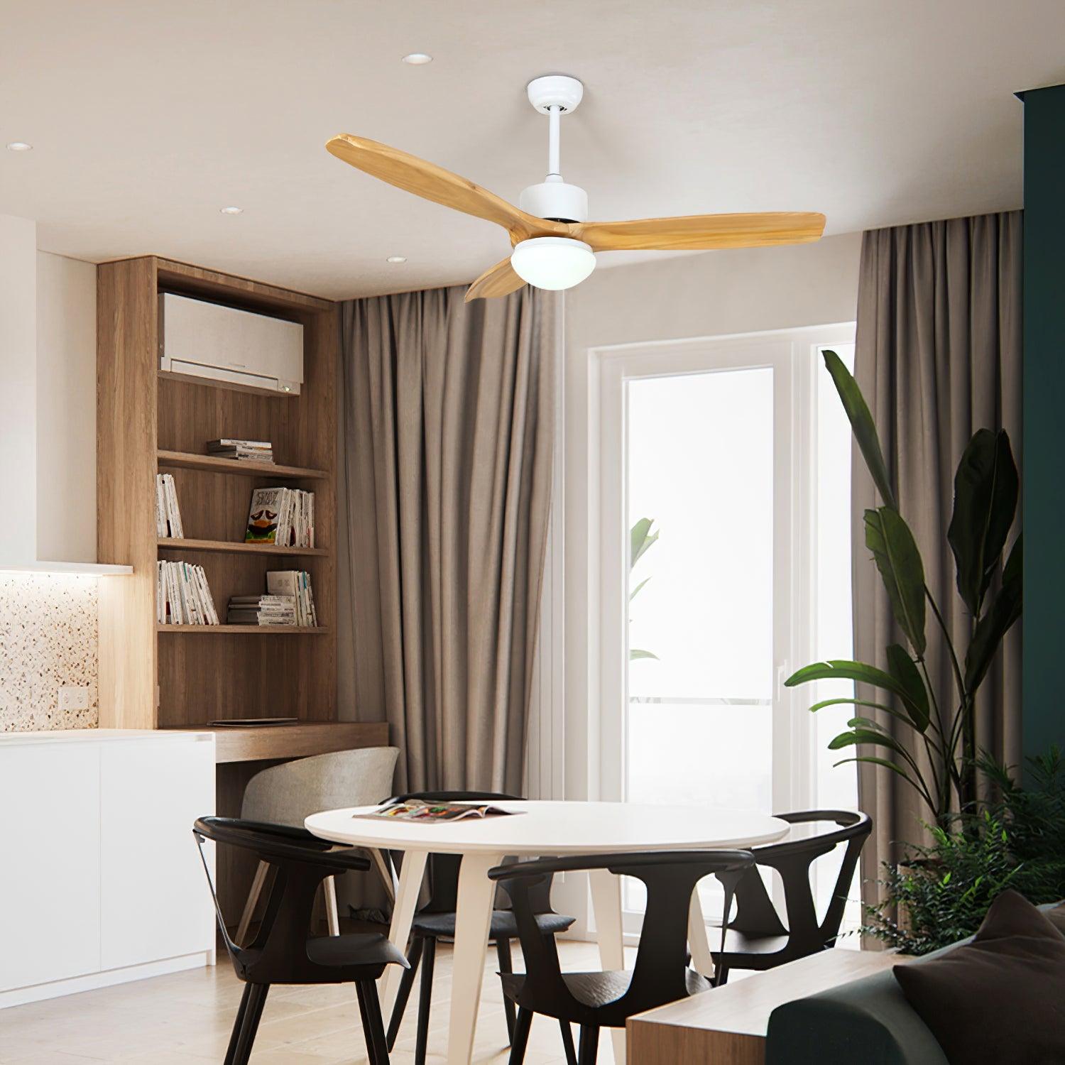 Modern Wooden Blade Ceiling Fan with Light