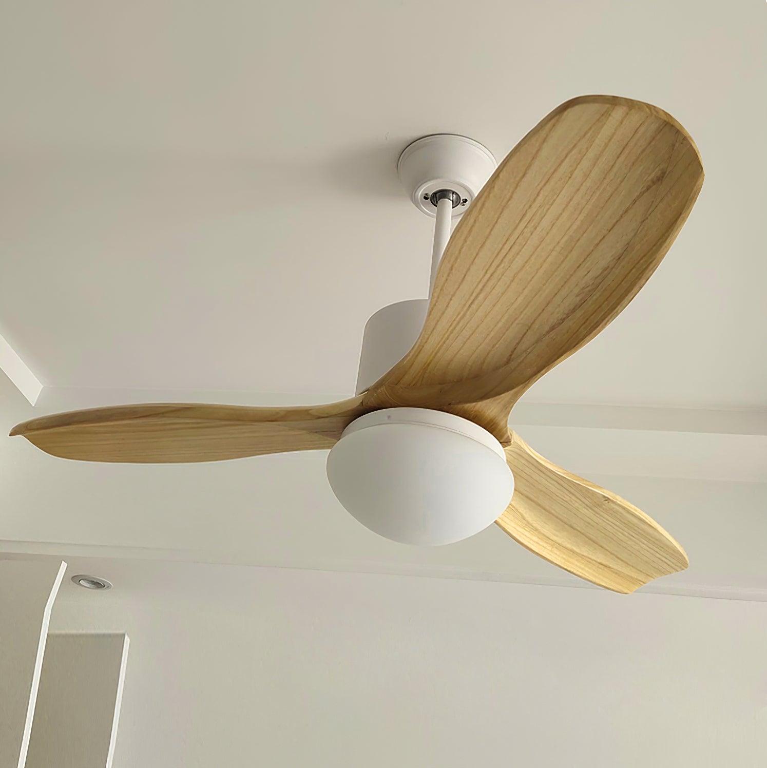 Modern Wooden Blade Ceiling Fan with Light