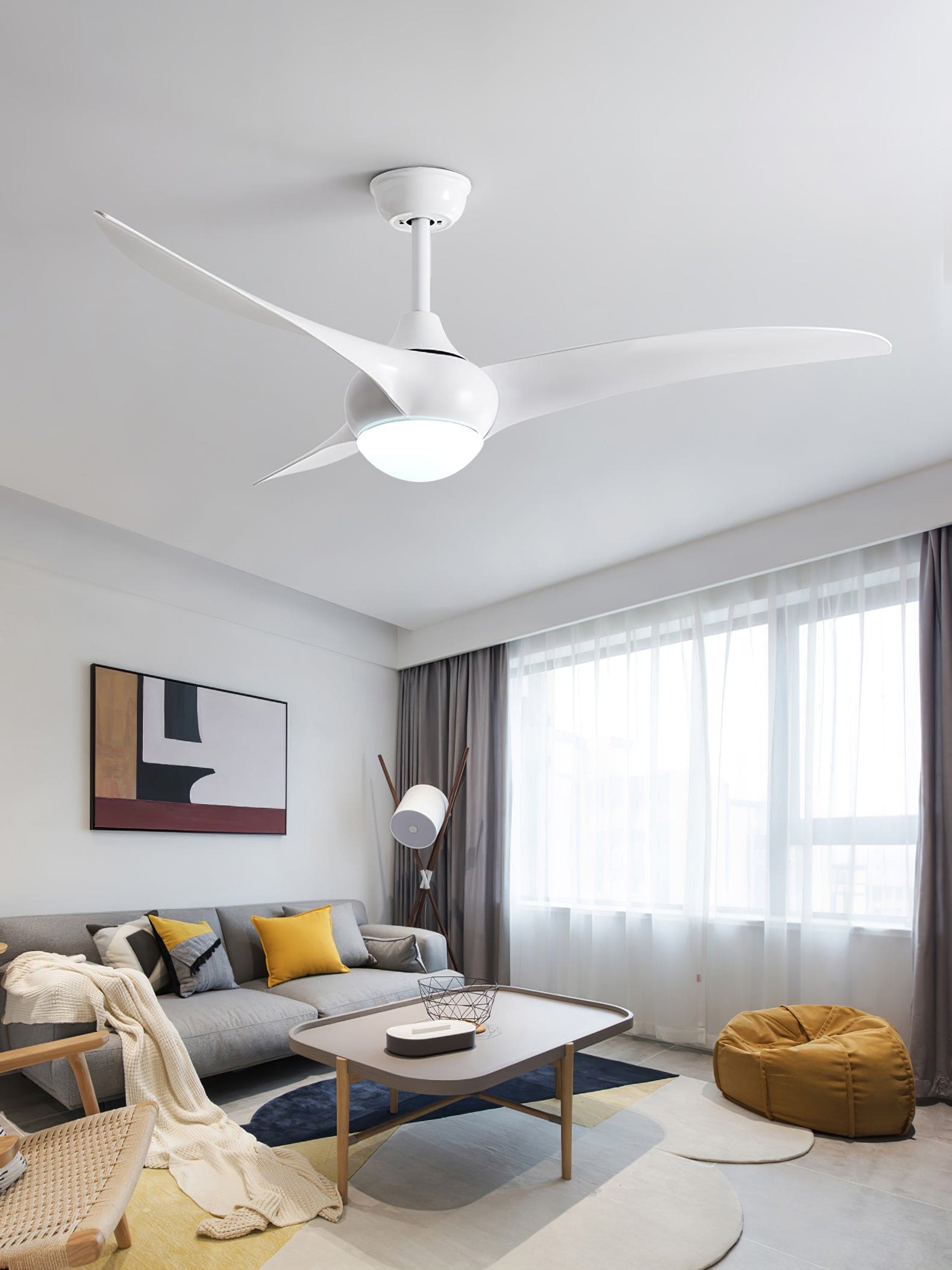 Modern Wooden Ceiling Fan with LED Light – Quiet & Stylish