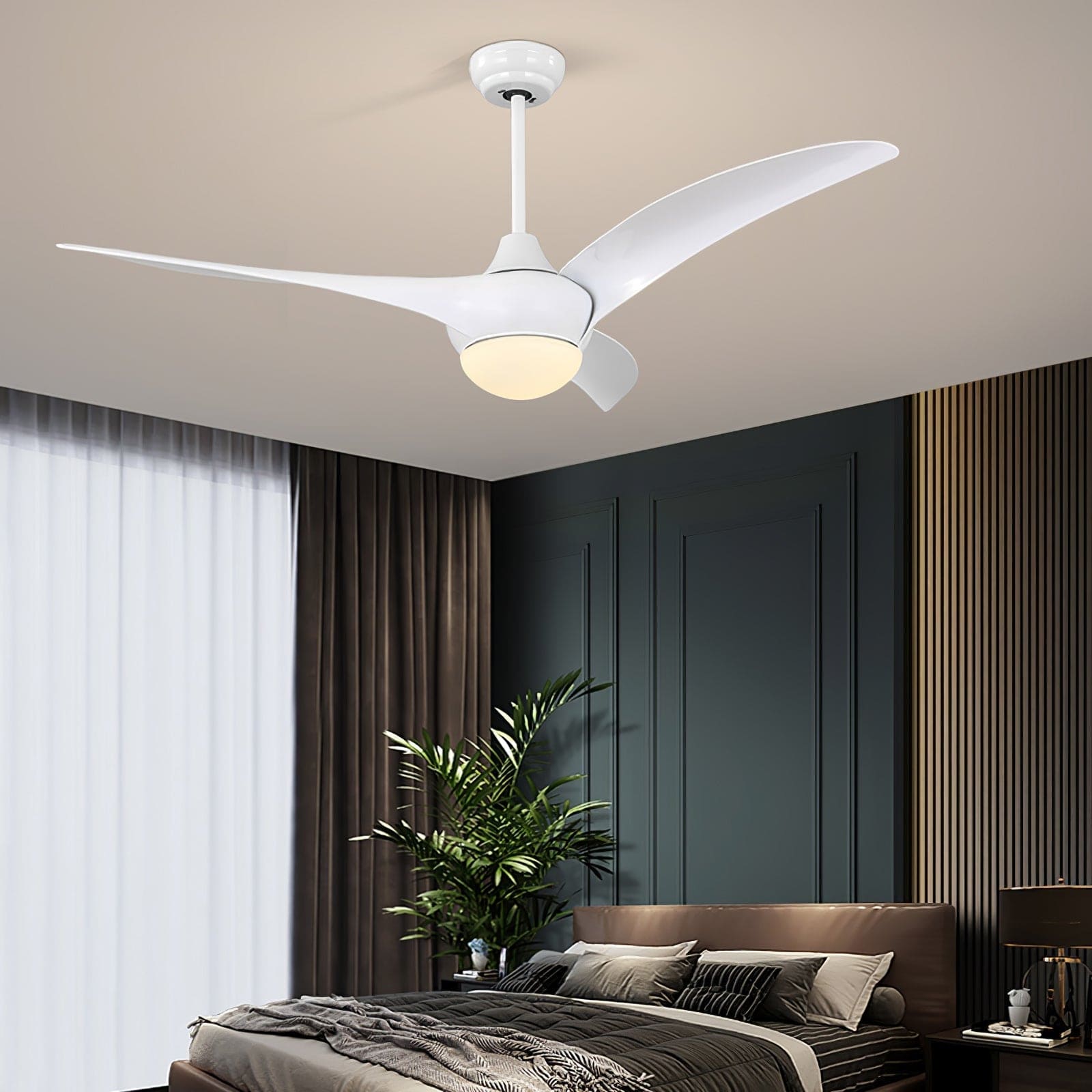 Modern Wooden Ceiling Fan with LED Light – Quiet & Stylish