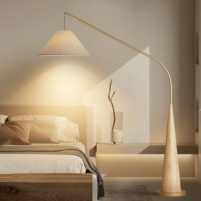 Modern Arc Floor Lamp with Linen Shade