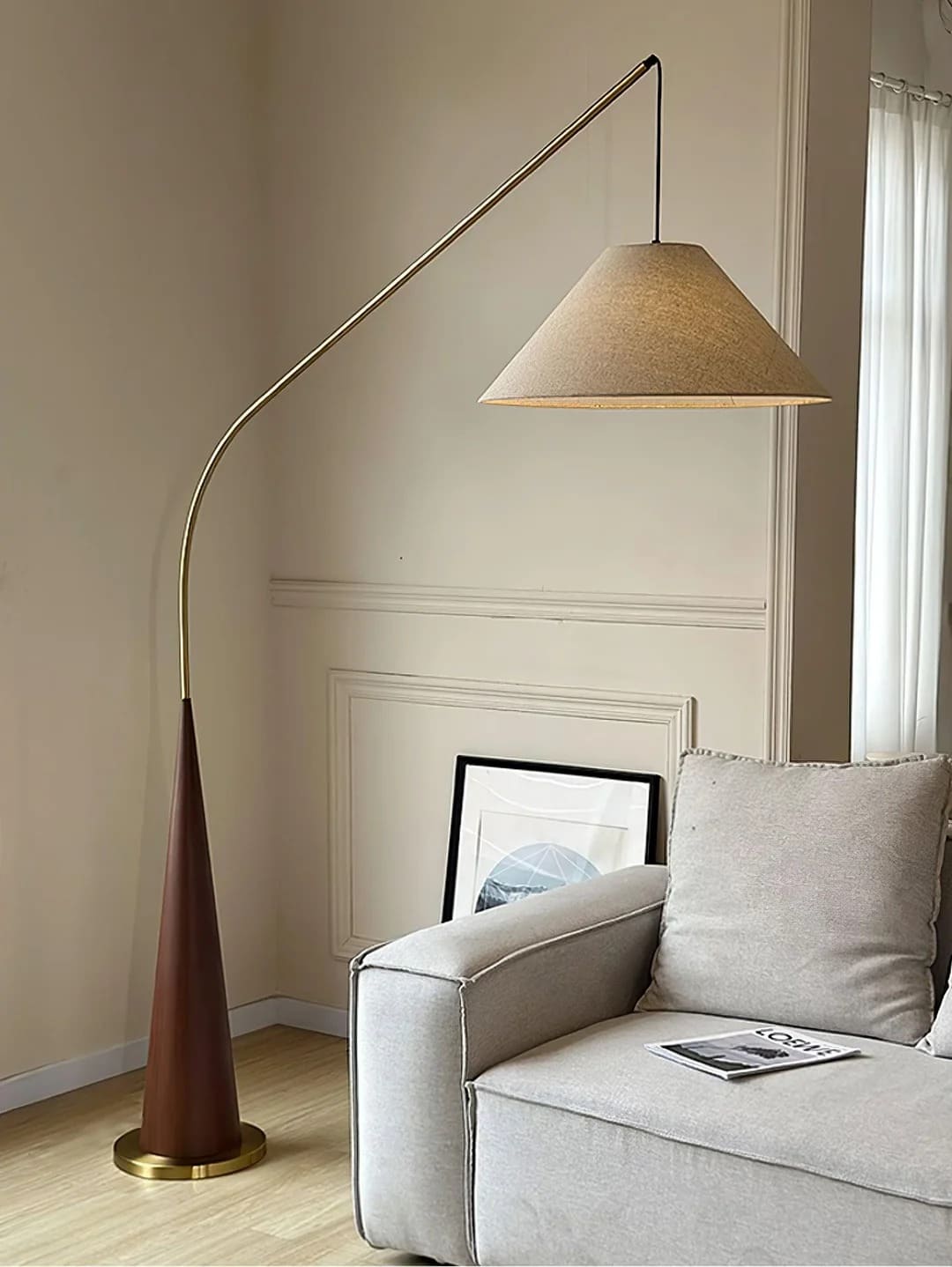 Modern Arc Floor Lamp with Linen Shade