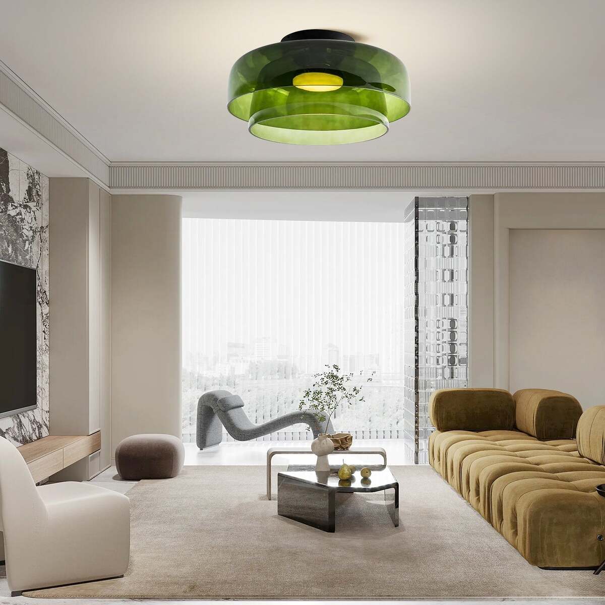 Modern Nordic Glass Ceiling Light – Multi-Layer Design