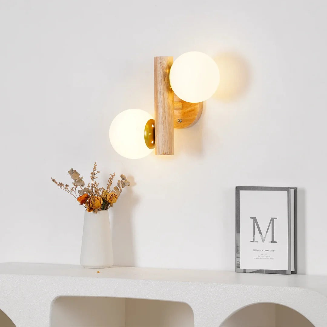 Modern Oak Double Ball Light