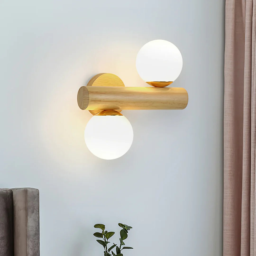 Modern Oak Double Ball Light