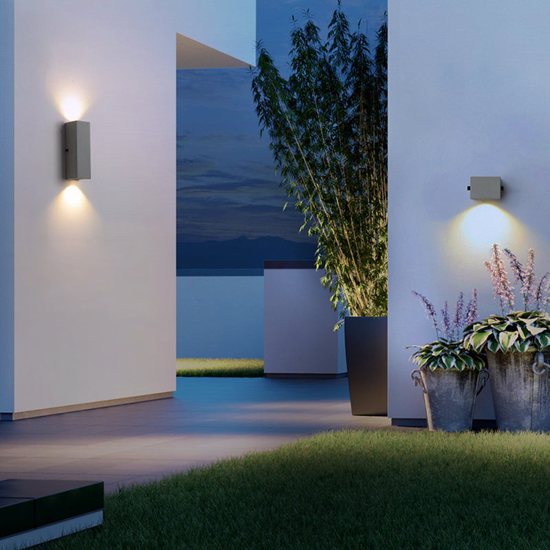 Modern Outdoor Wall Sconce – Light Grey, Small or Medium Size, LED
