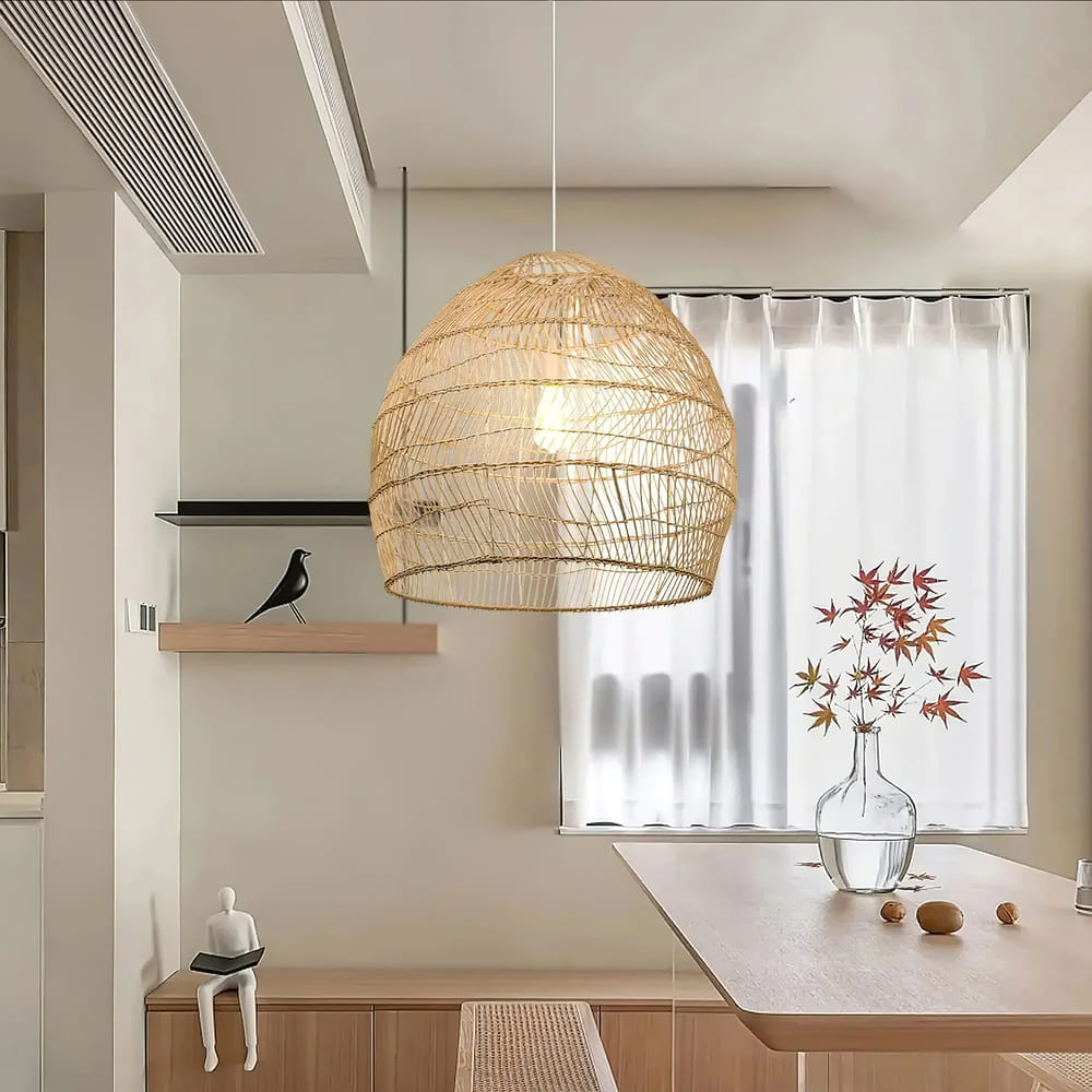 Natural Rattan Hanging Light – Boho Chic Design