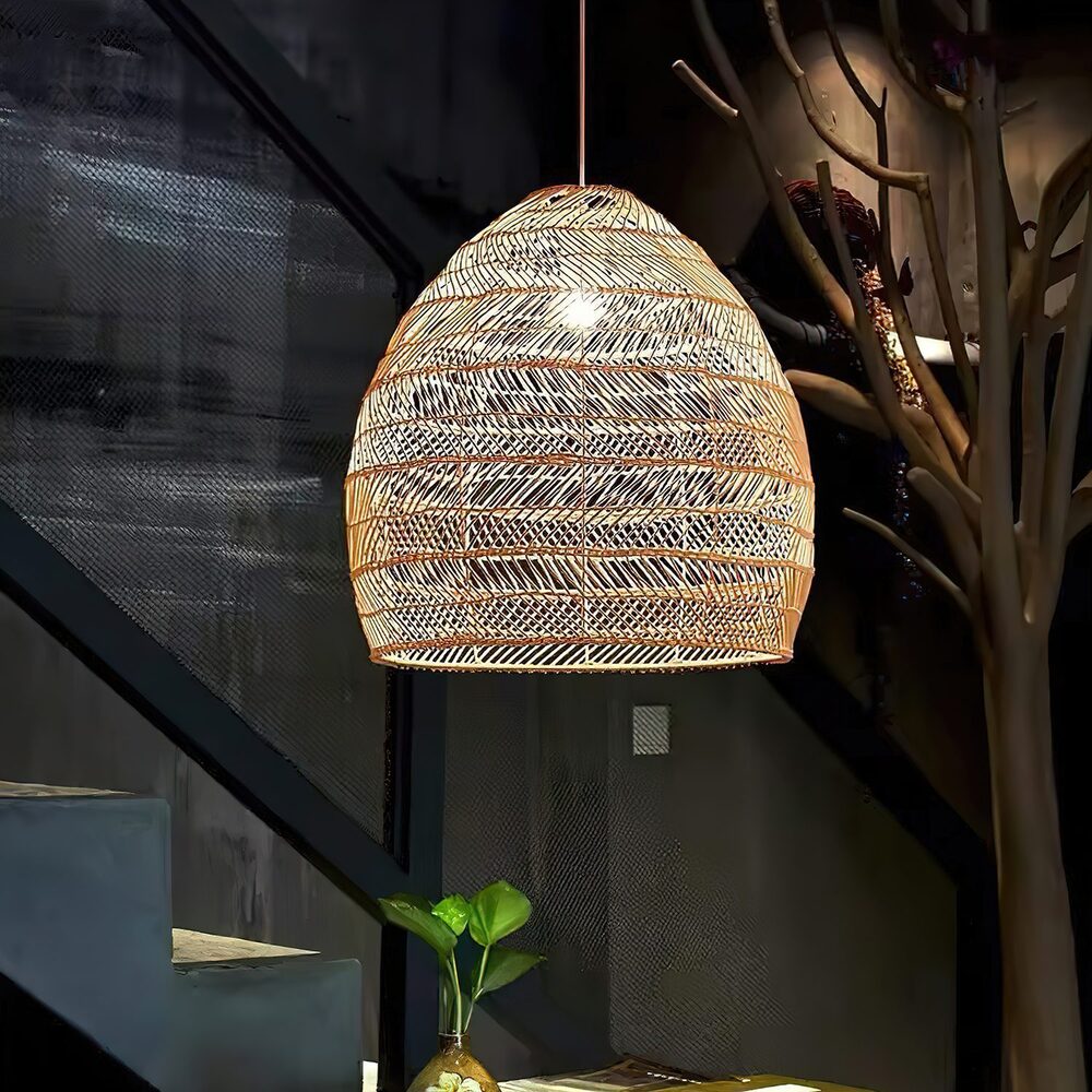 Natural Rattan Hanging Light – Boho Chic Design