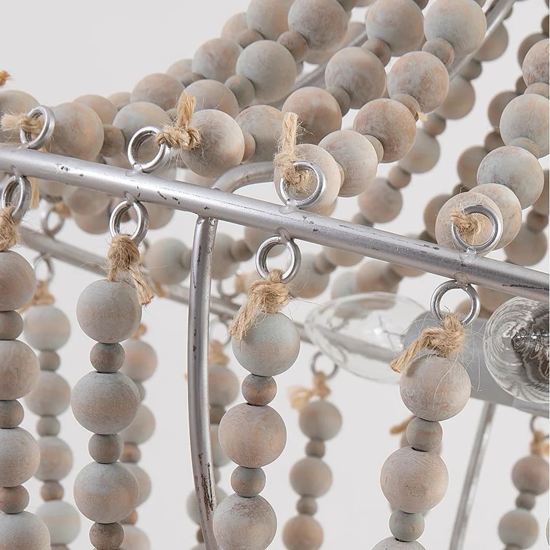 Natural Wood Bead Chandelier – Chic Design