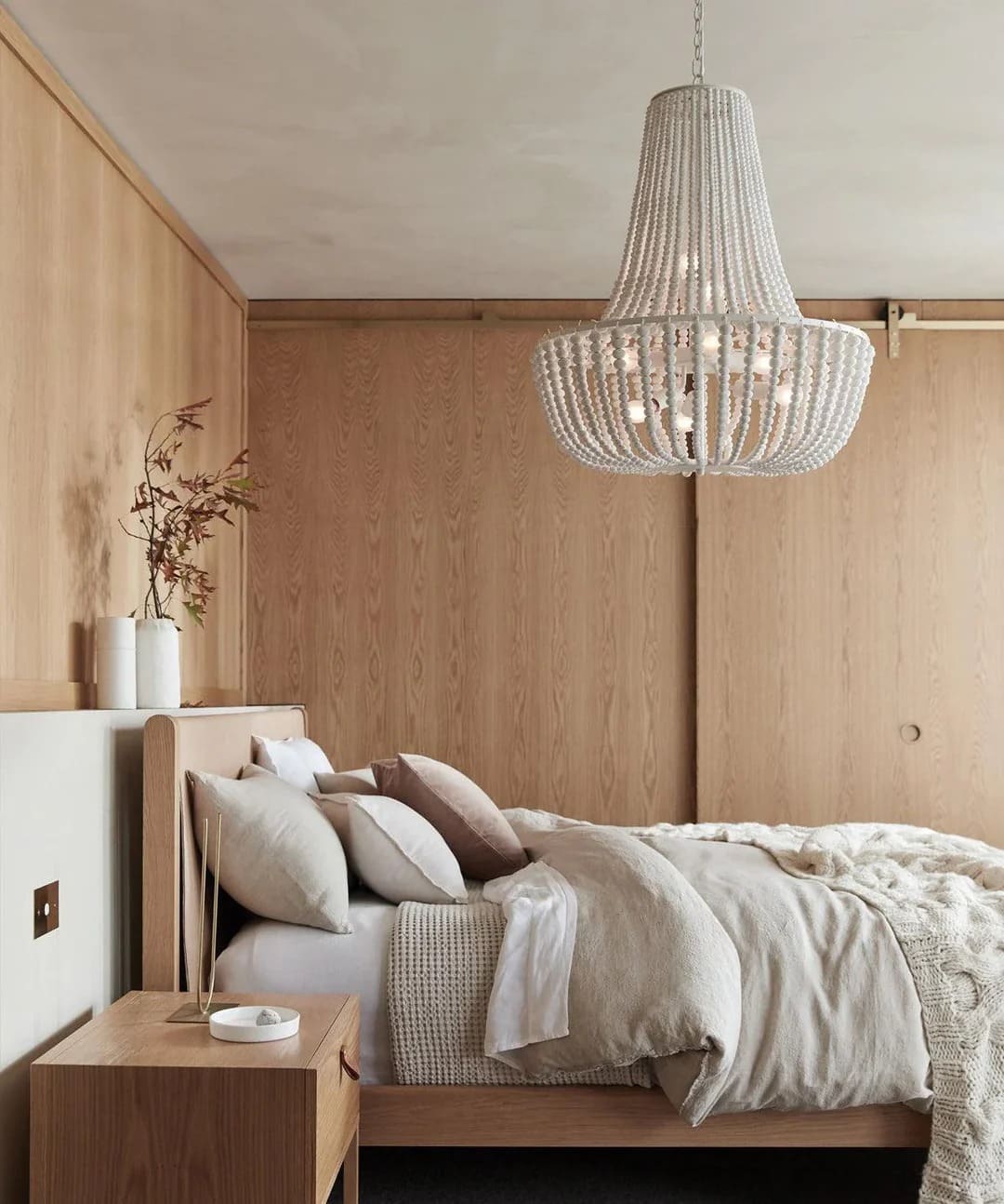 Natural Wood Bead Chandelier – Chic Design